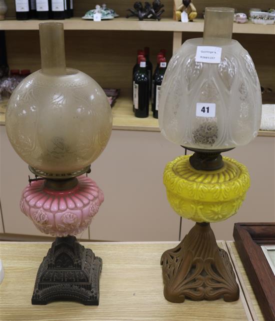 Two Edwardian oil lamps
